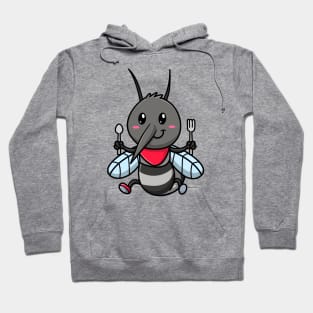 Cute Mosquito Holding Spoon And Fork Cartoon Hoodie